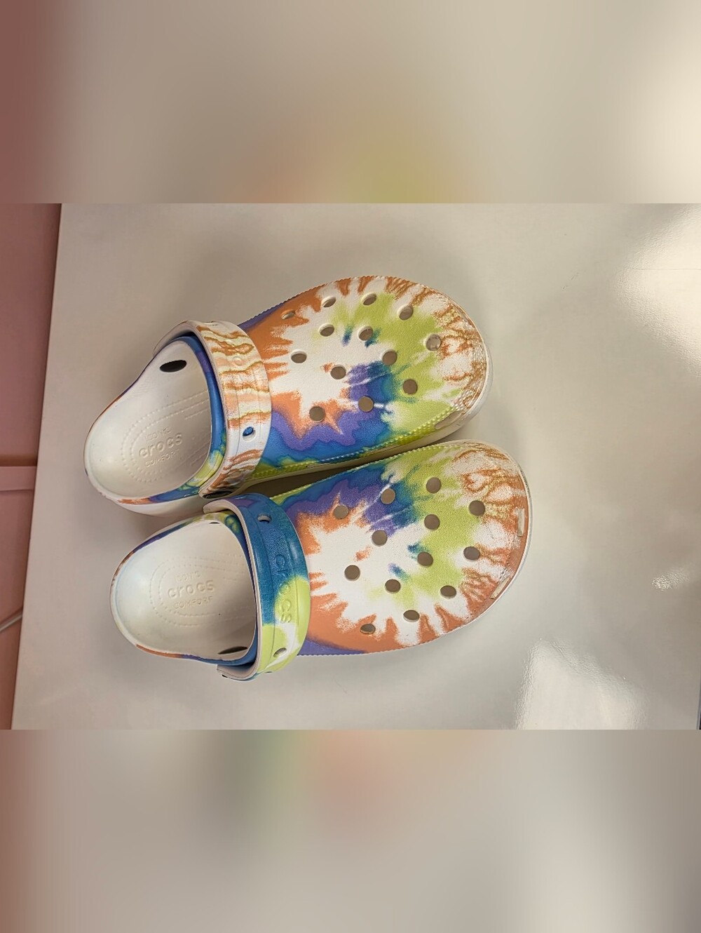 Crocs Platform Clogs Tie Dye Pastel White Women’s 8 Worn Once